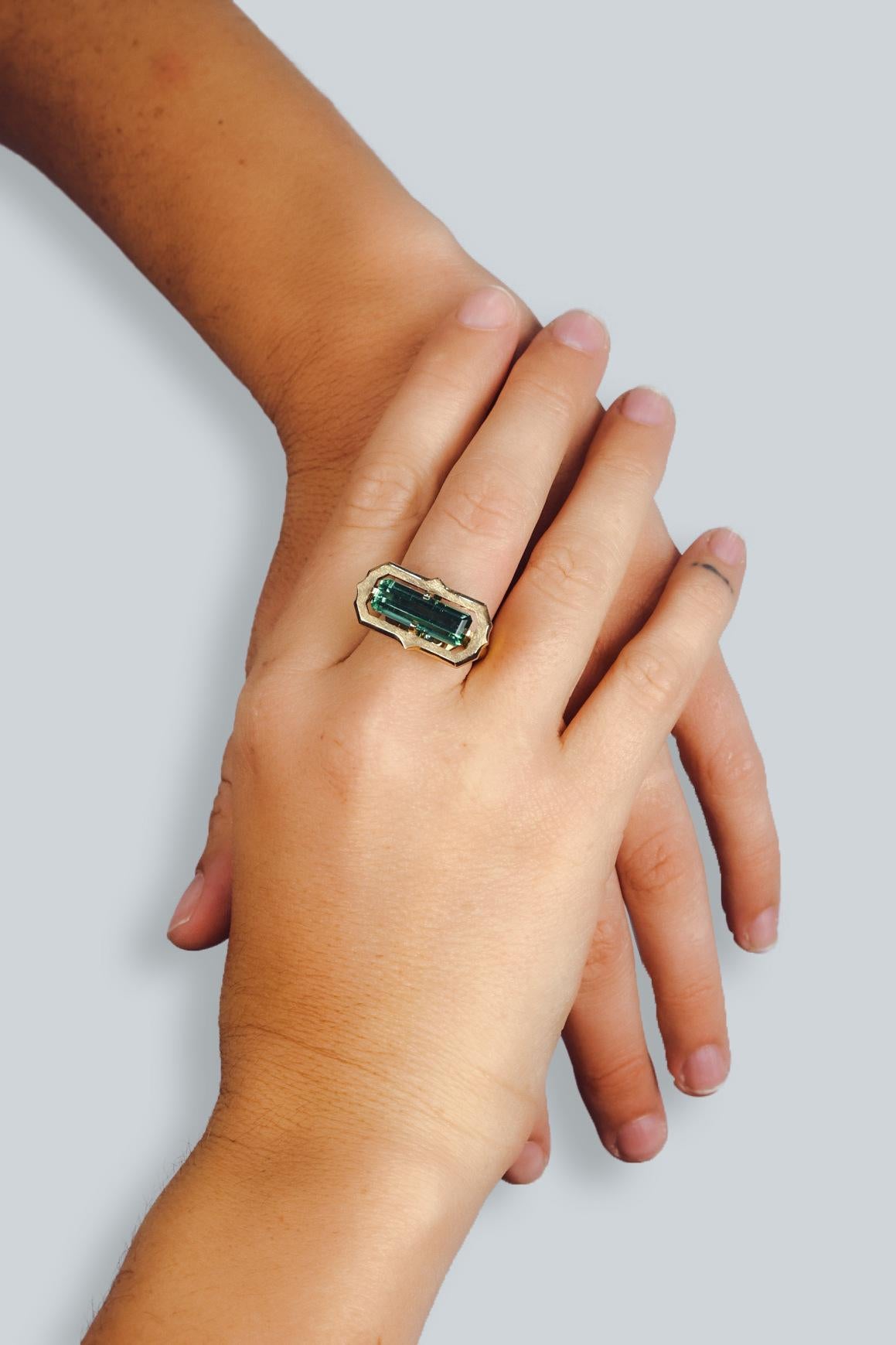 14ct Gold and Green Tourmaline Ring 