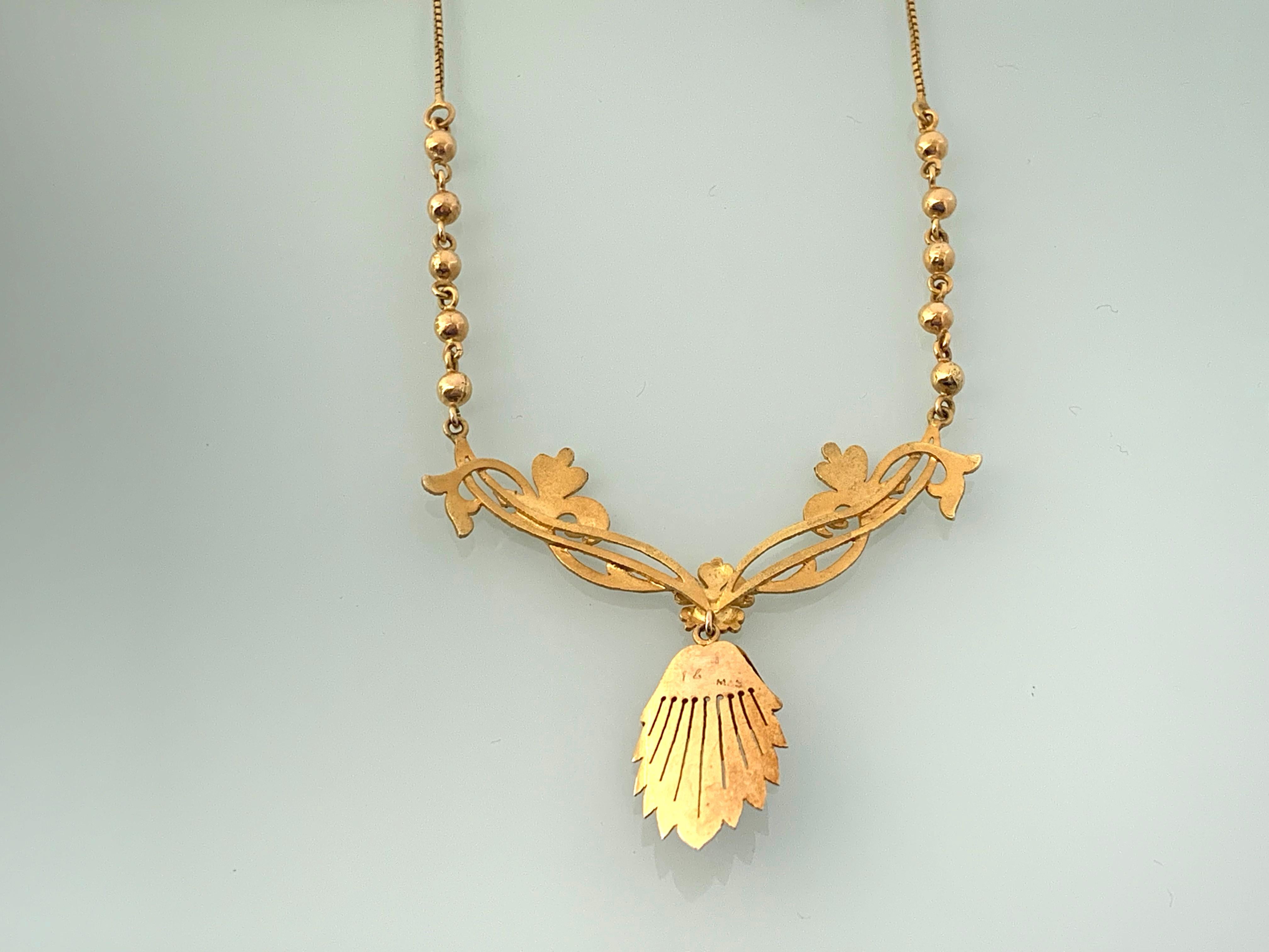 14ct Gold Antique Necklace For Sale 1