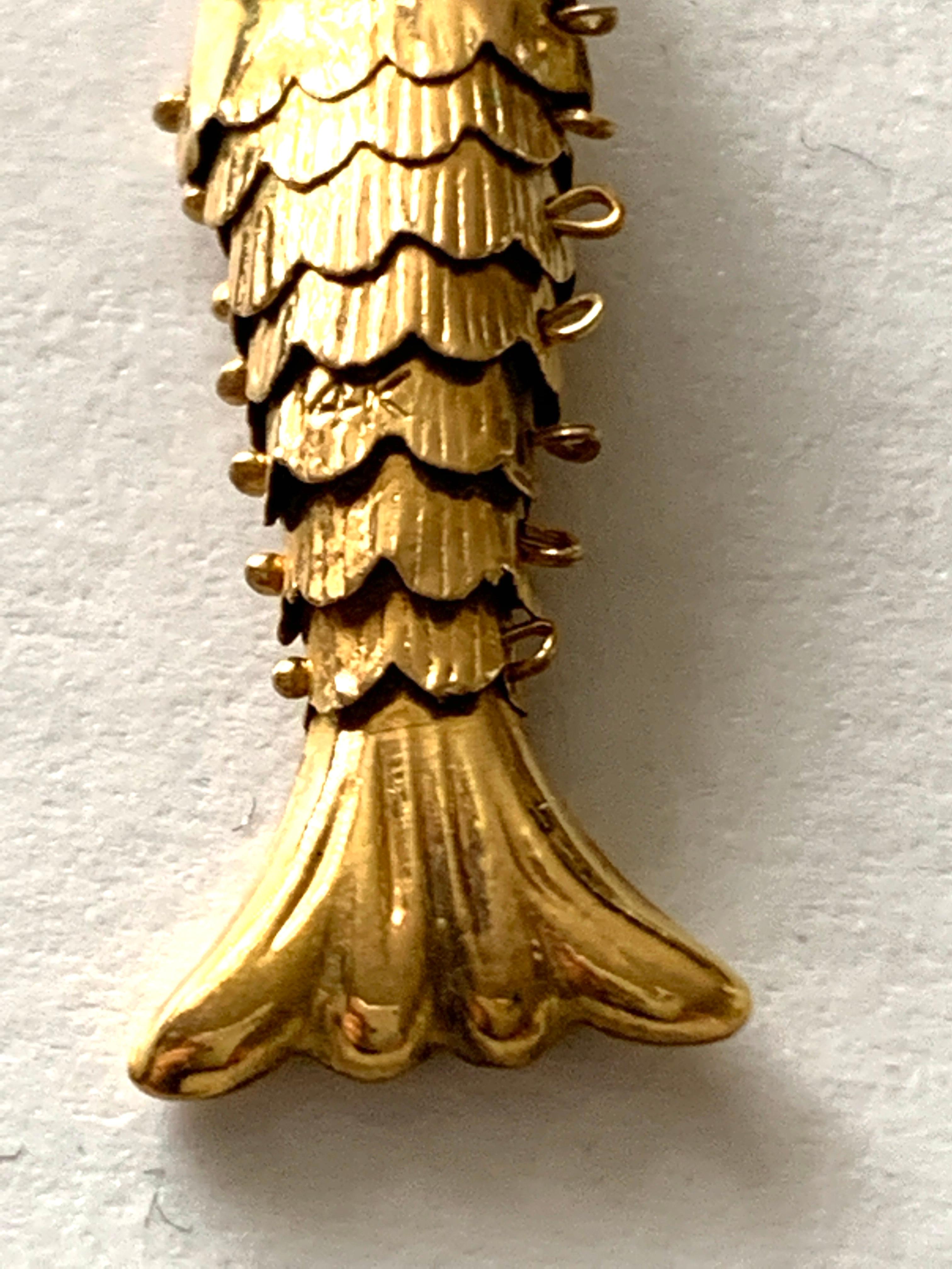 14ct Gold Anhänger mit gegliedertem Fisch Damen