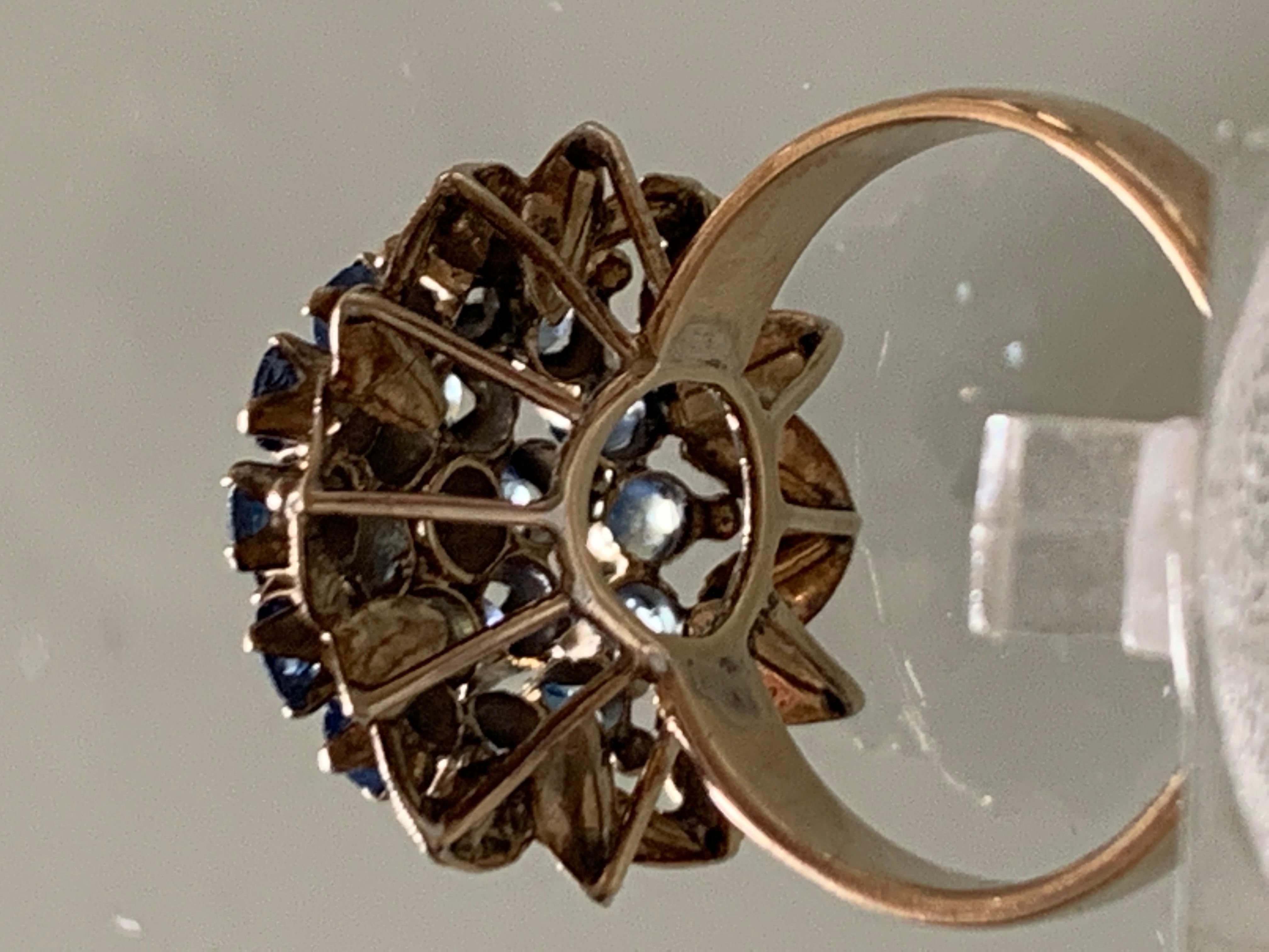 14ct Gold Blue Gemstone Ring For Sale 6