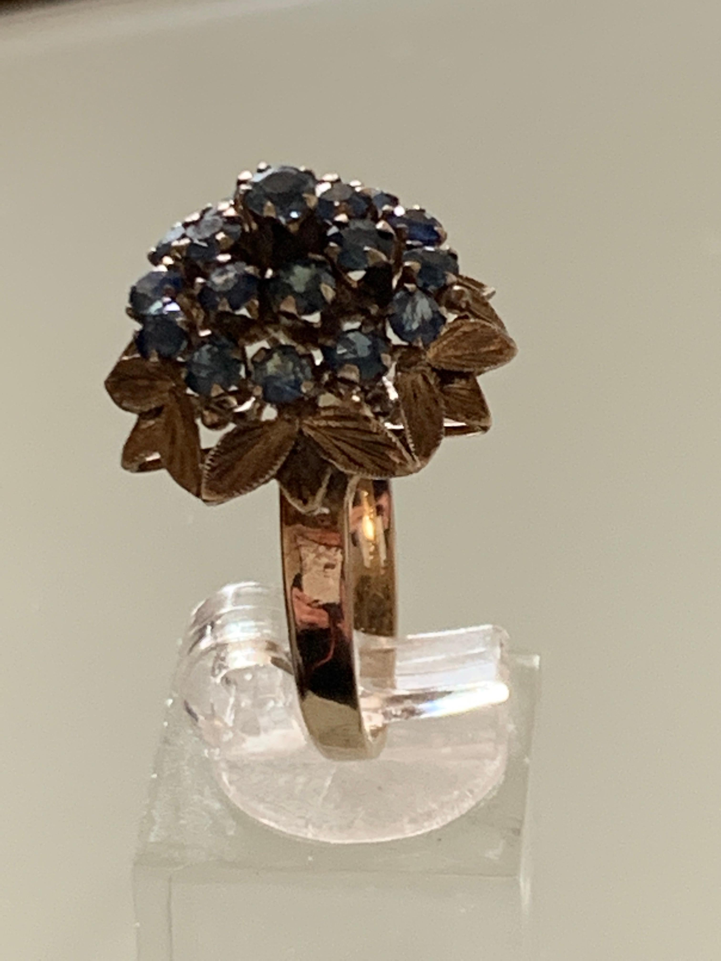 14ct Gold Blue Gemstone Ring For Sale 7