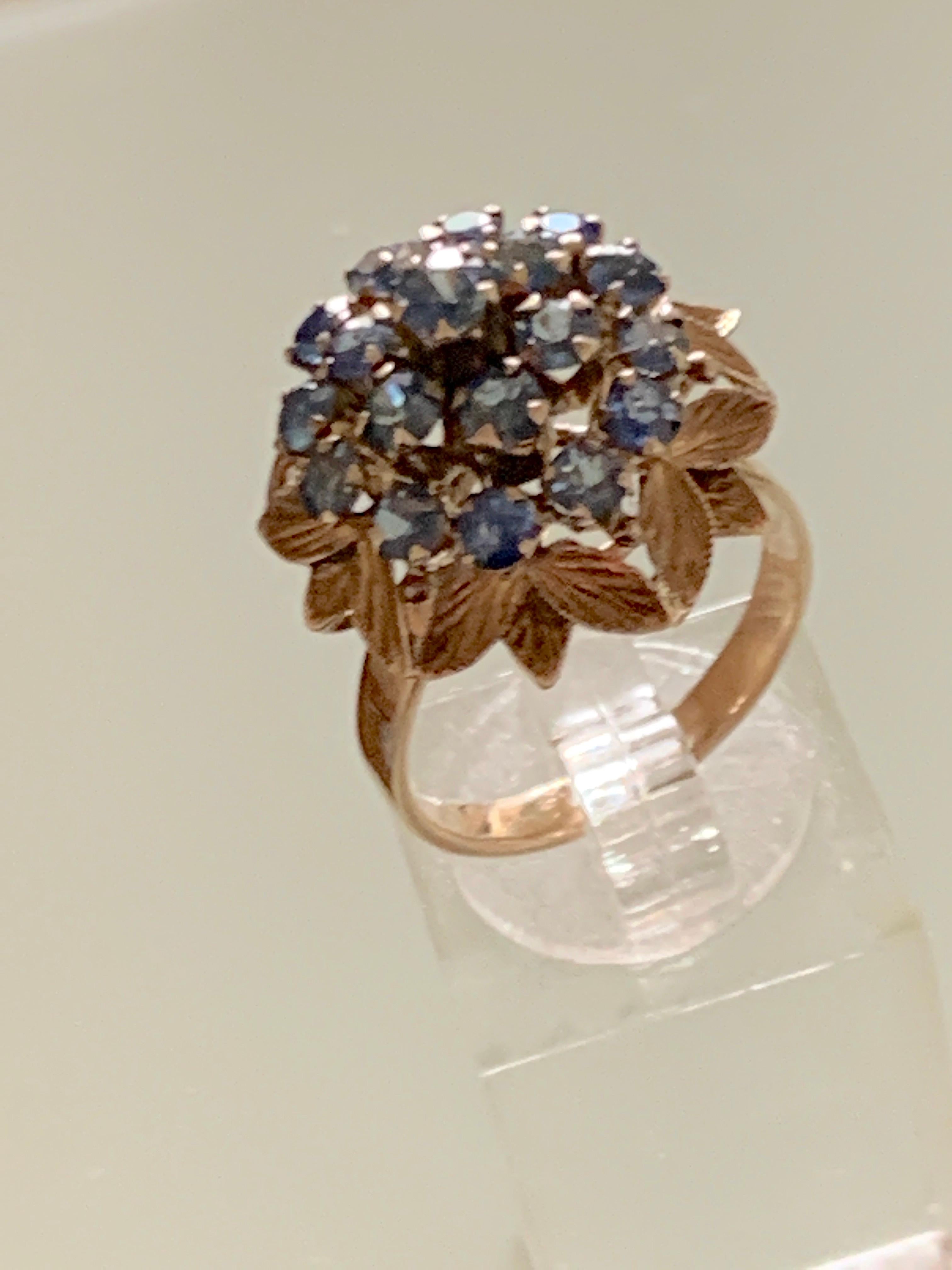 Women's 14ct Gold Blue Gemstone Ring For Sale