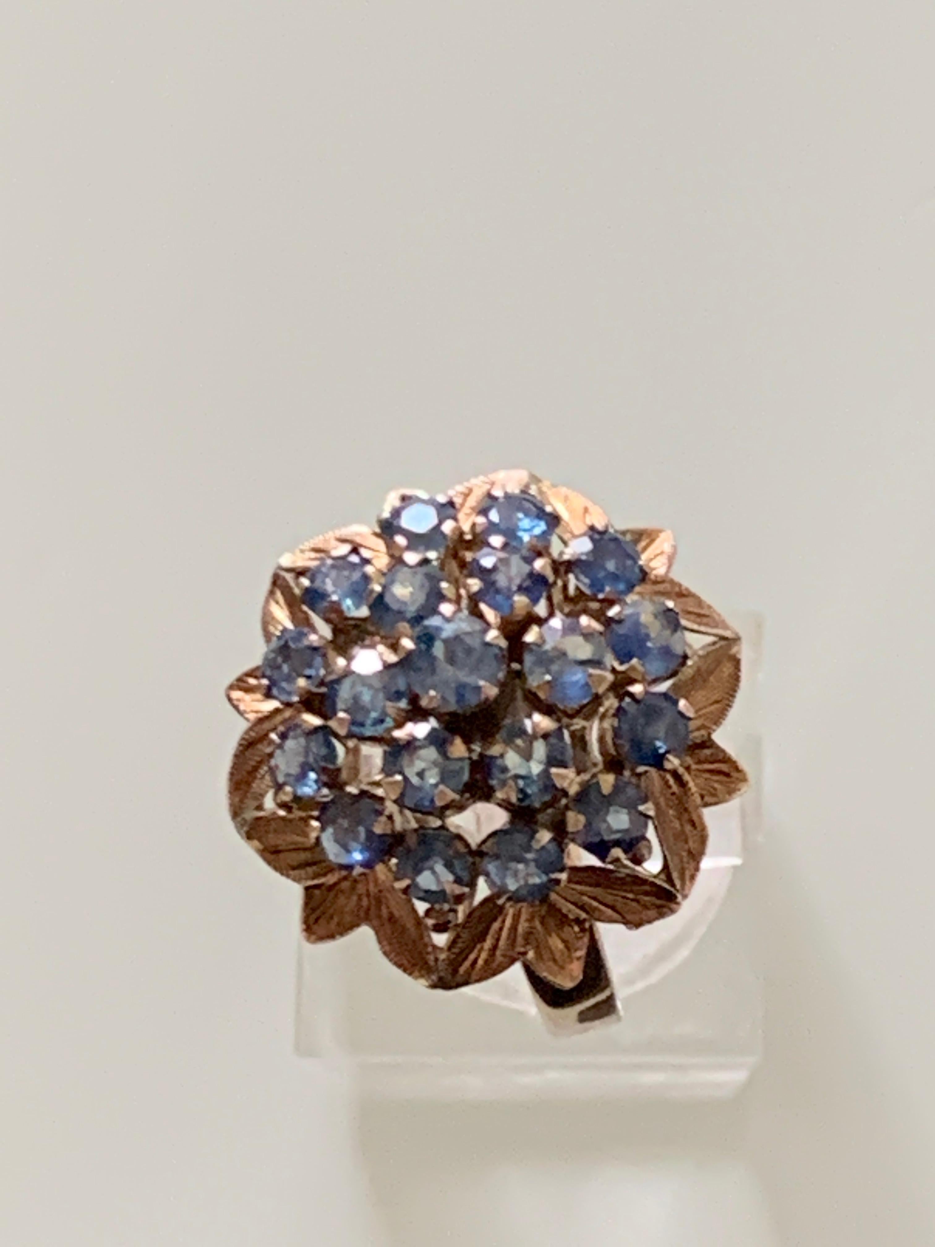 14ct Gold Blue Gemstone Ring For Sale 2