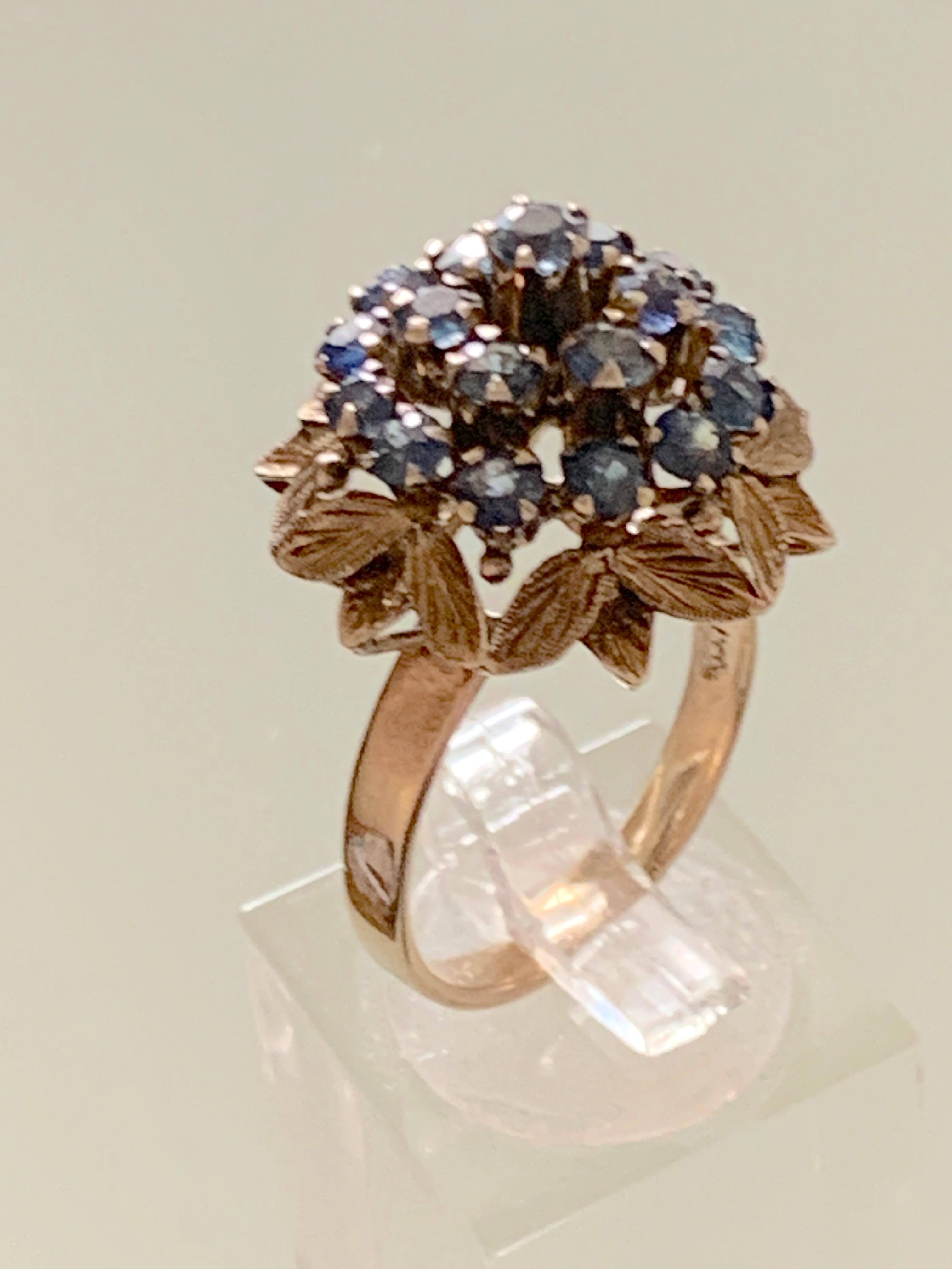14ct Gold Blue Gemstone Ring For Sale 3
