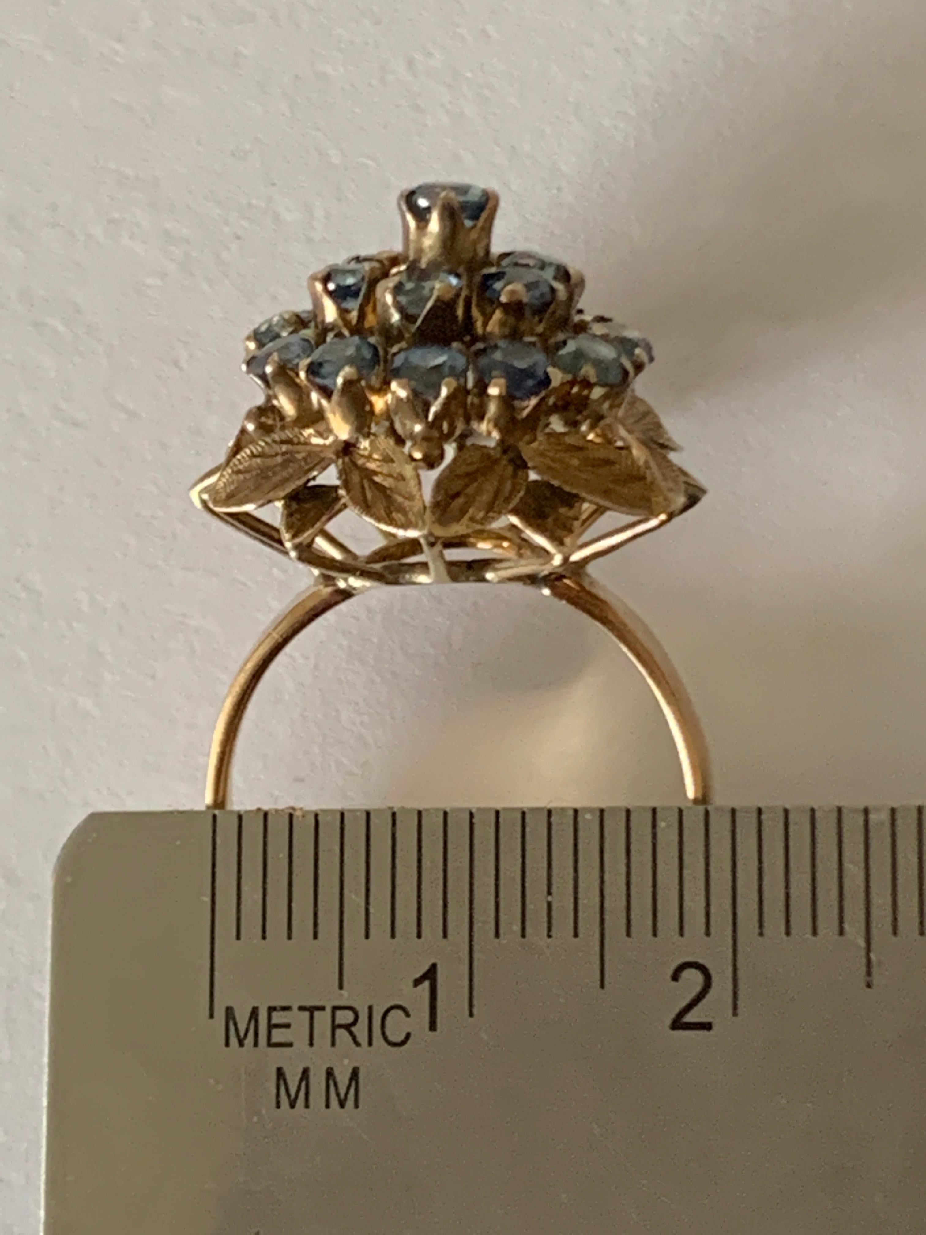 14ct Gold Blue Gemstone Ring For Sale 4