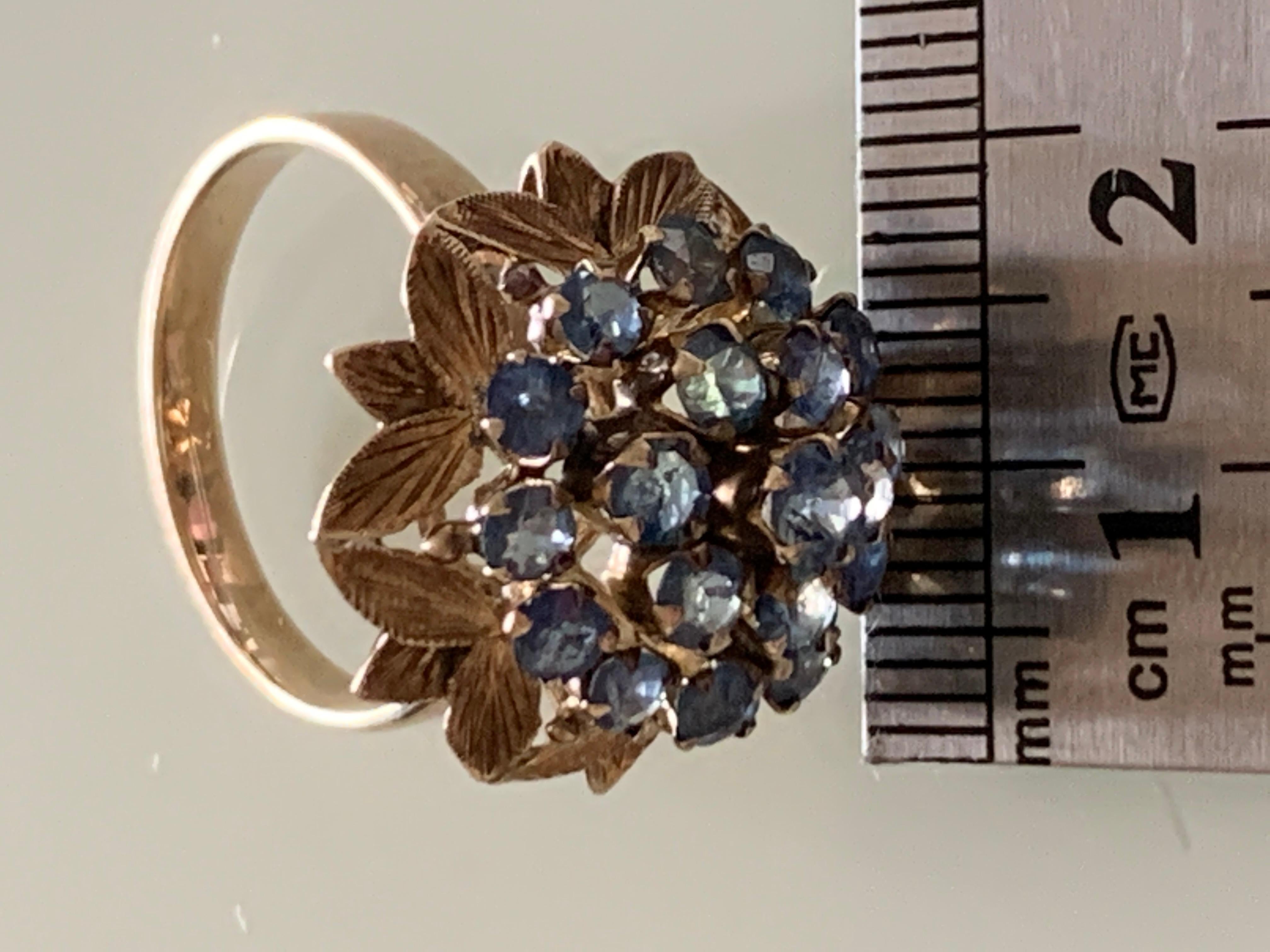 14ct Gold Blue Gemstone Ring For Sale 5