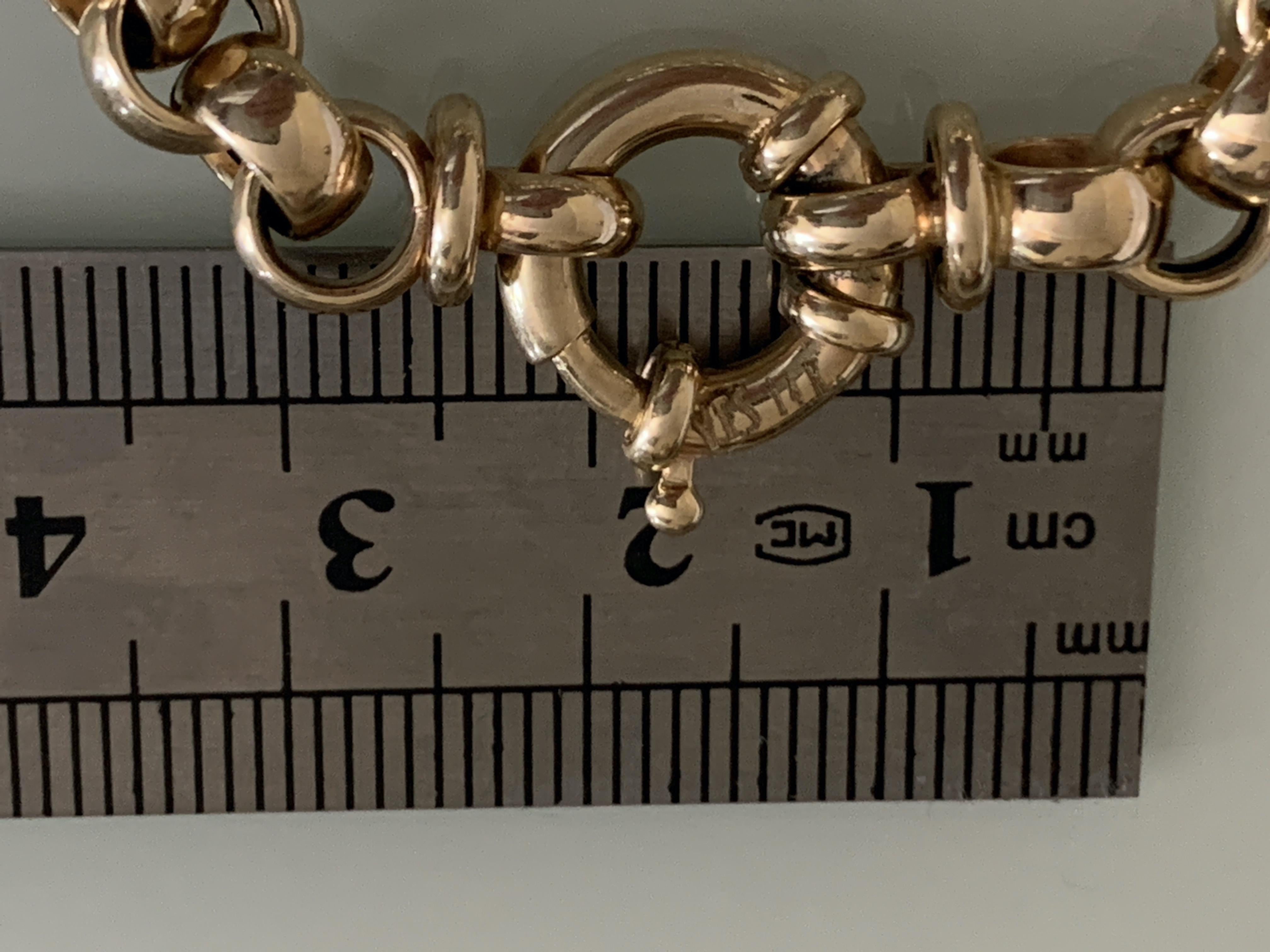 14ct Gold Bracelet with Two Pave Diamond Links For Sale 9