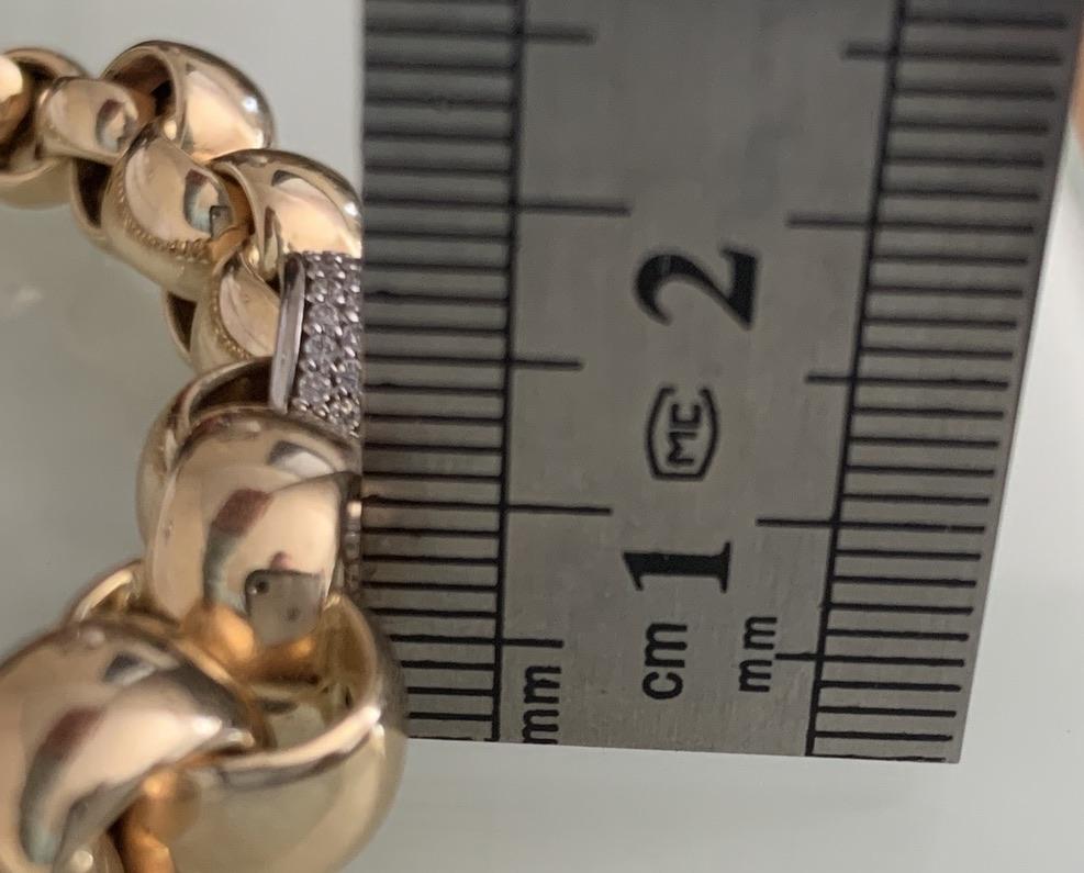14ct Gold Bracelet with Two Pave Diamond Links For Sale 12