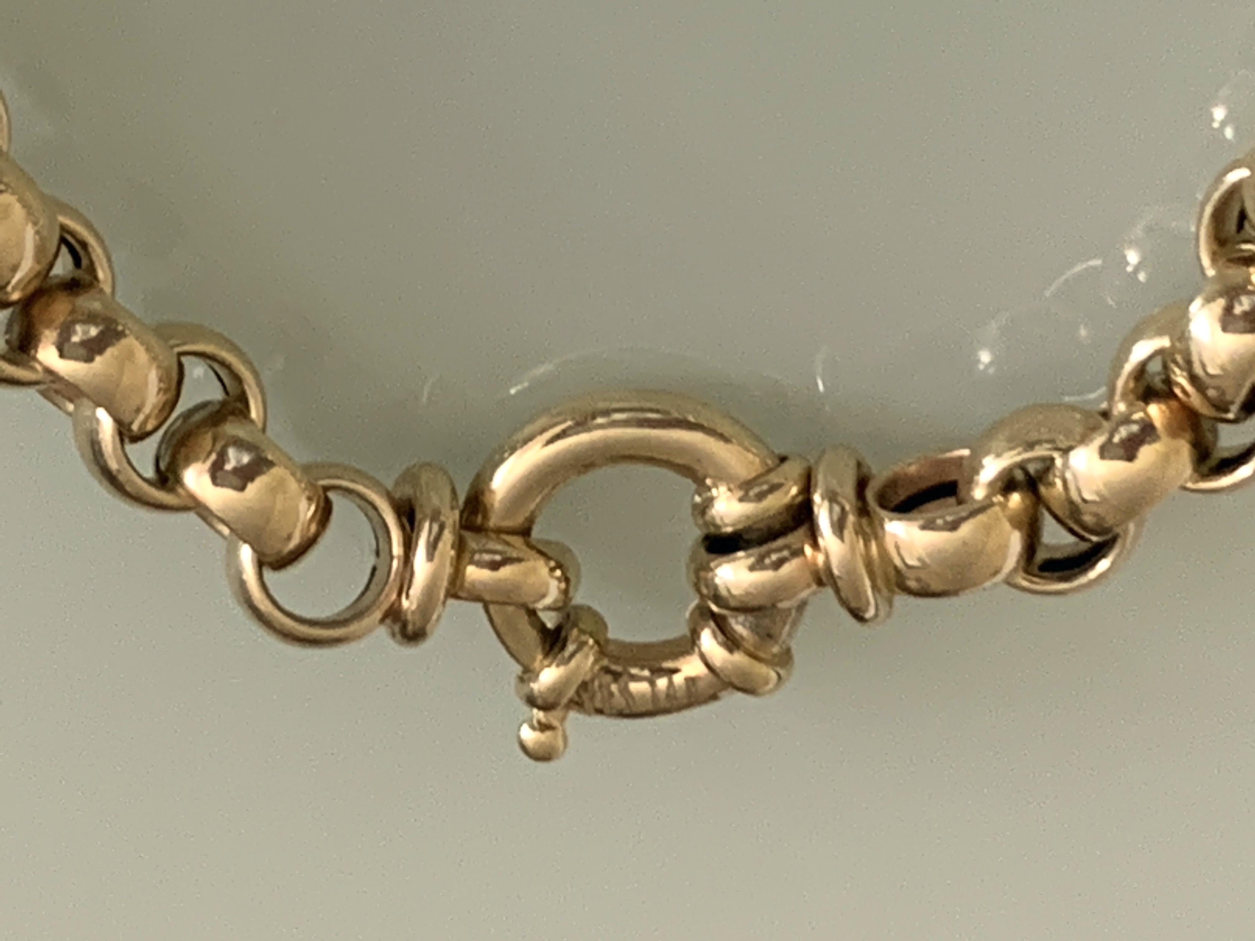 14ct Gold Bracelet with Two Pave Diamond Links For Sale 2