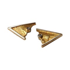 Retro 14ct Gold Diamond Earrings