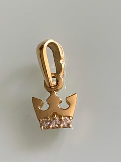 14ct Gold Crown stone Set Miniature Pendant