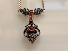 14ct Gold Diamant & Rubin Halskette