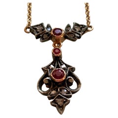 14ct Gold Diamond & Ruby Necklace