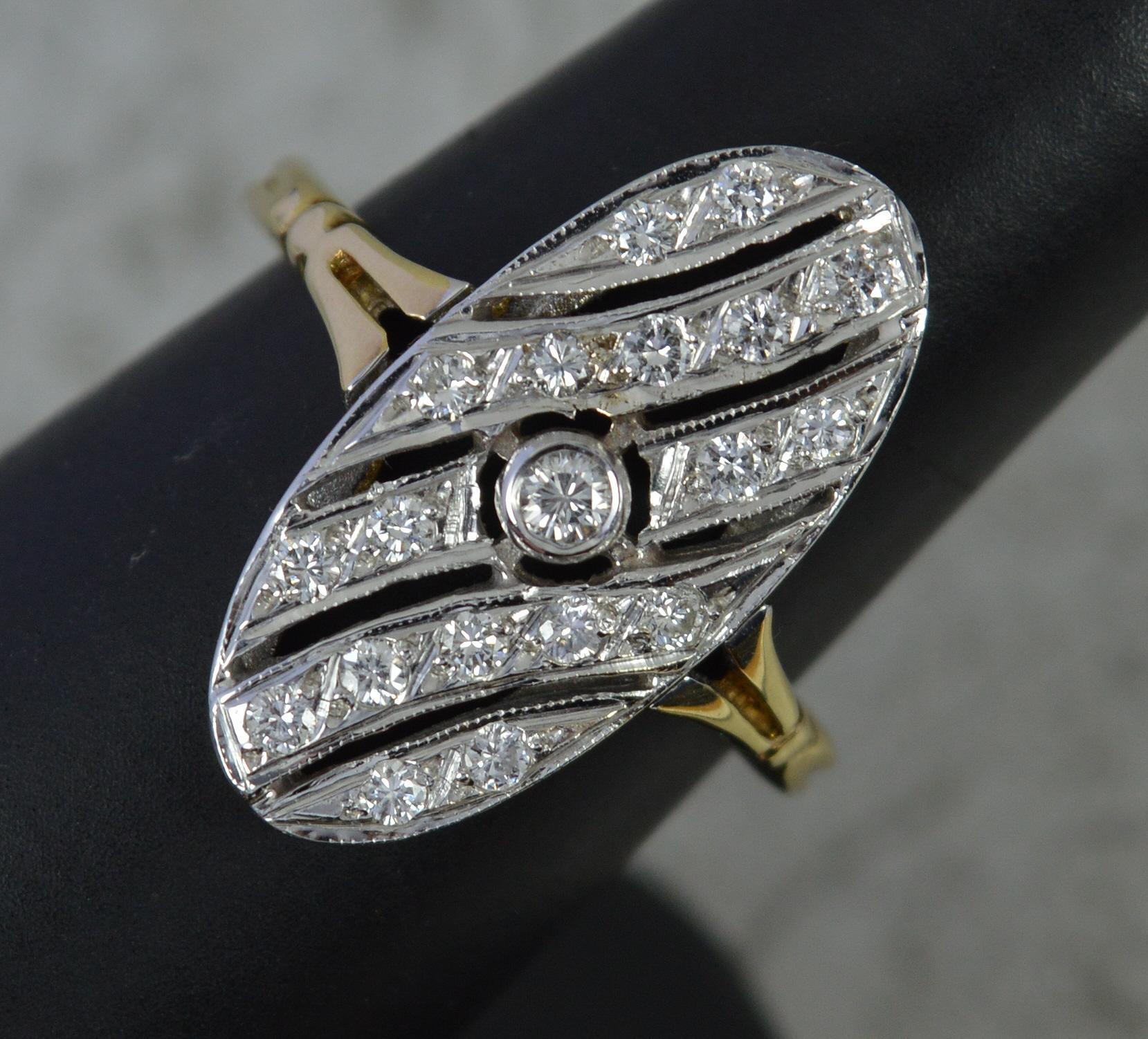 14ct Gold Diamond Striking Oval Panel Cluster Ring For Sale 5