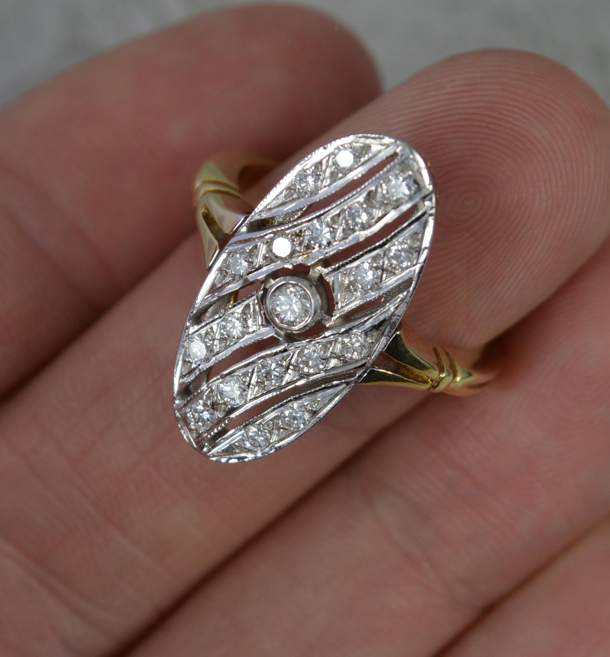 14ct Gold Diamond Striking Oval Panel Cluster Ring For Sale 1