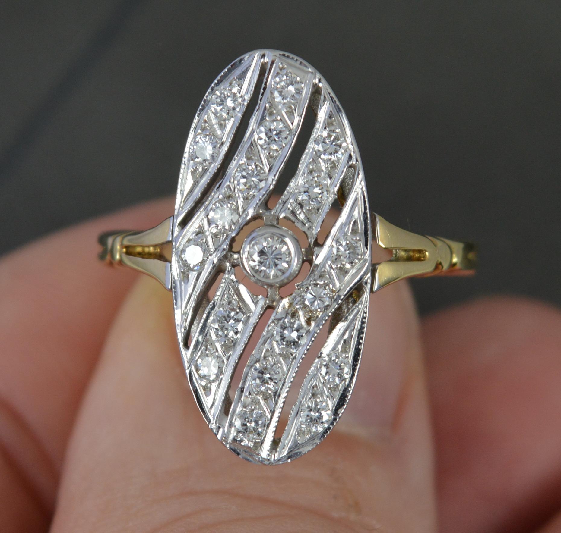 14ct Gold Diamond Striking Oval Panel Cluster Ring For Sale 2