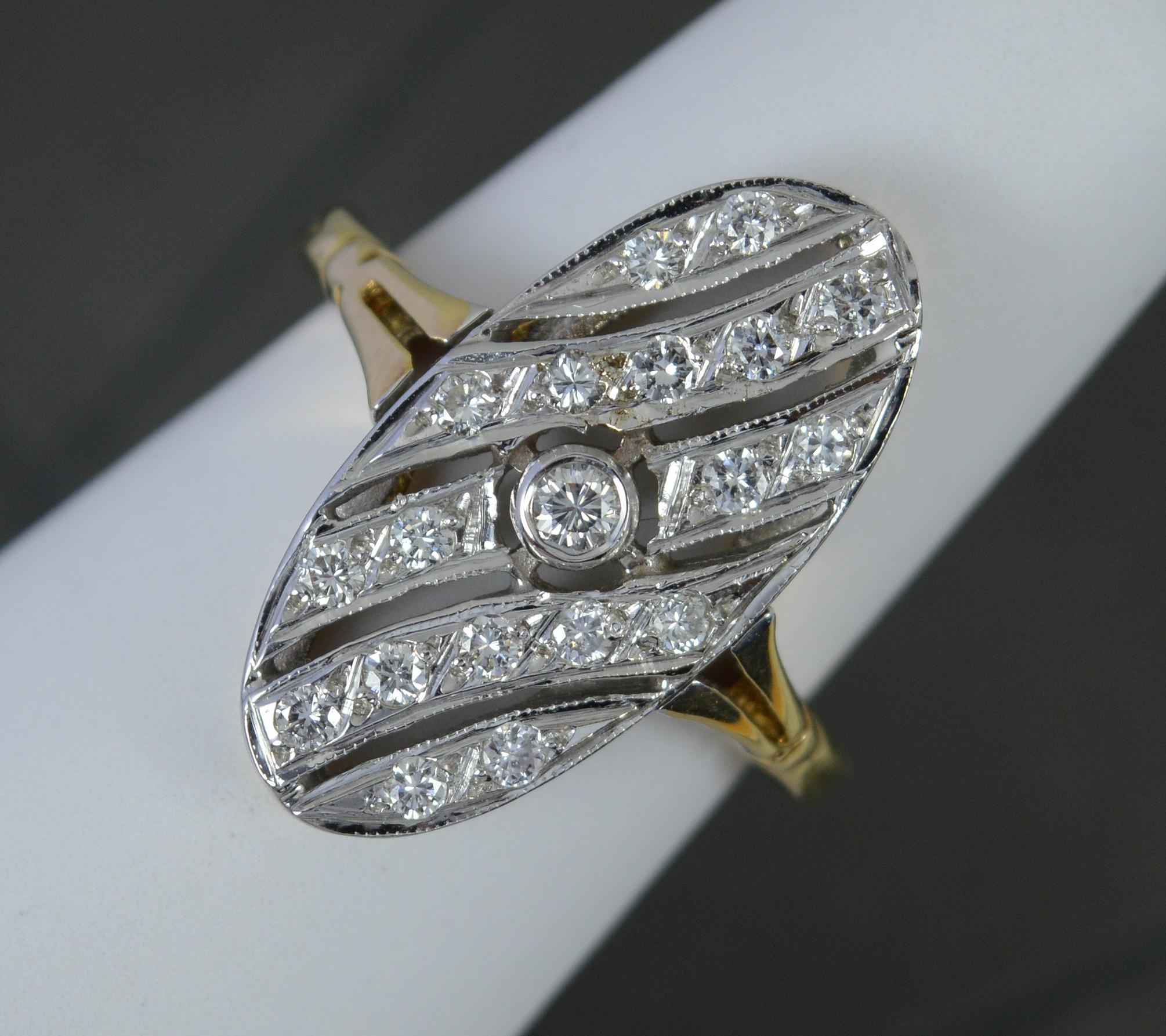 14ct Gold Diamond Striking Oval Panel Cluster Ring For Sale 3
