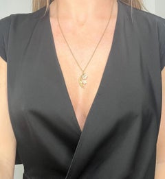 14ct Gold, Edwardian Enamel & Seed Pearl Forget Me Not Crescent Moon Pendent