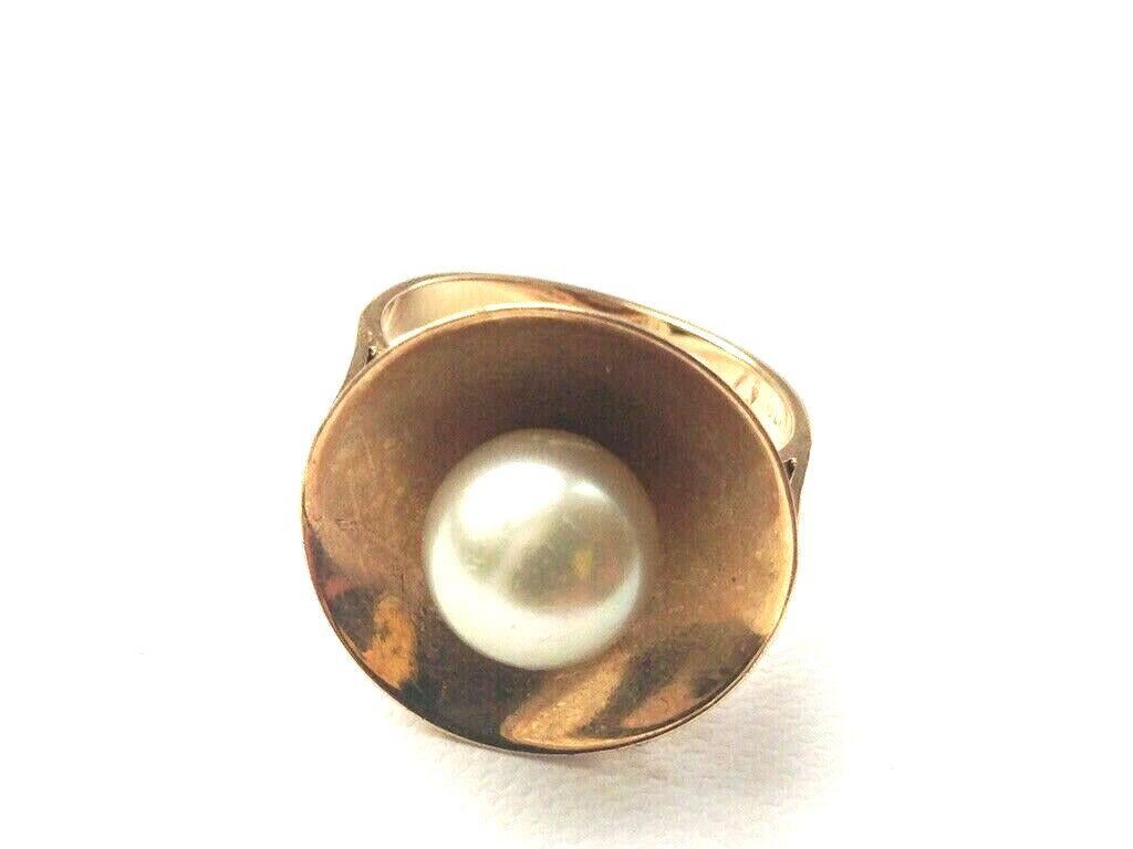 Art Nouveau 14ct Gold Giant Pearl Statement Ring 