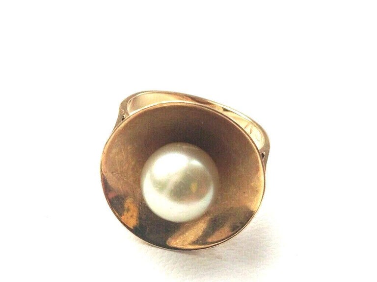 14ct Gold Giant Pearl Statement Ring For Sale at 1stDibs