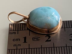 14ct Gold Handcrafted Mounted Duck Egg Blue Stone Pendant