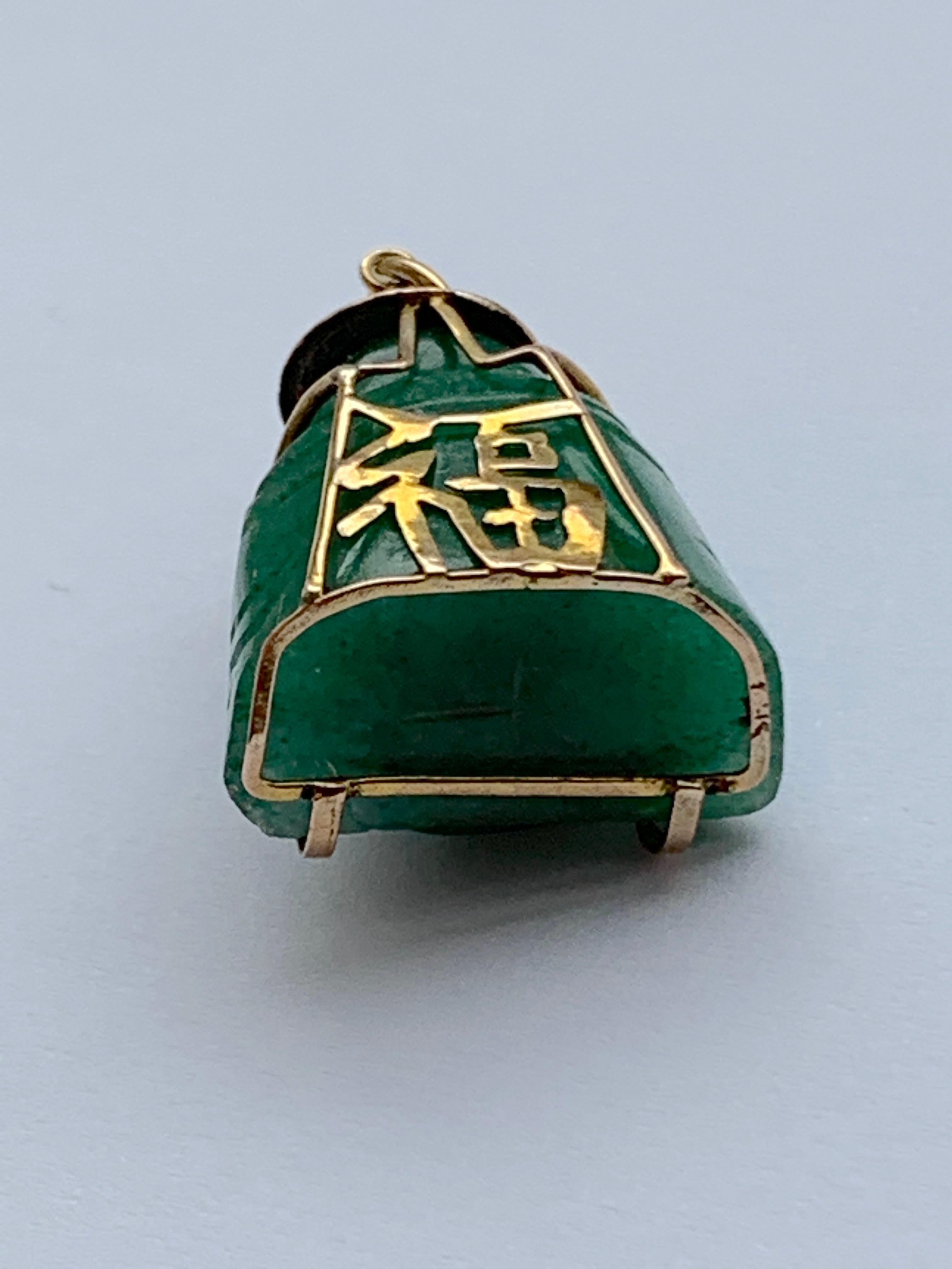 14ct Gold Jade Buddha Charm For Sale 1