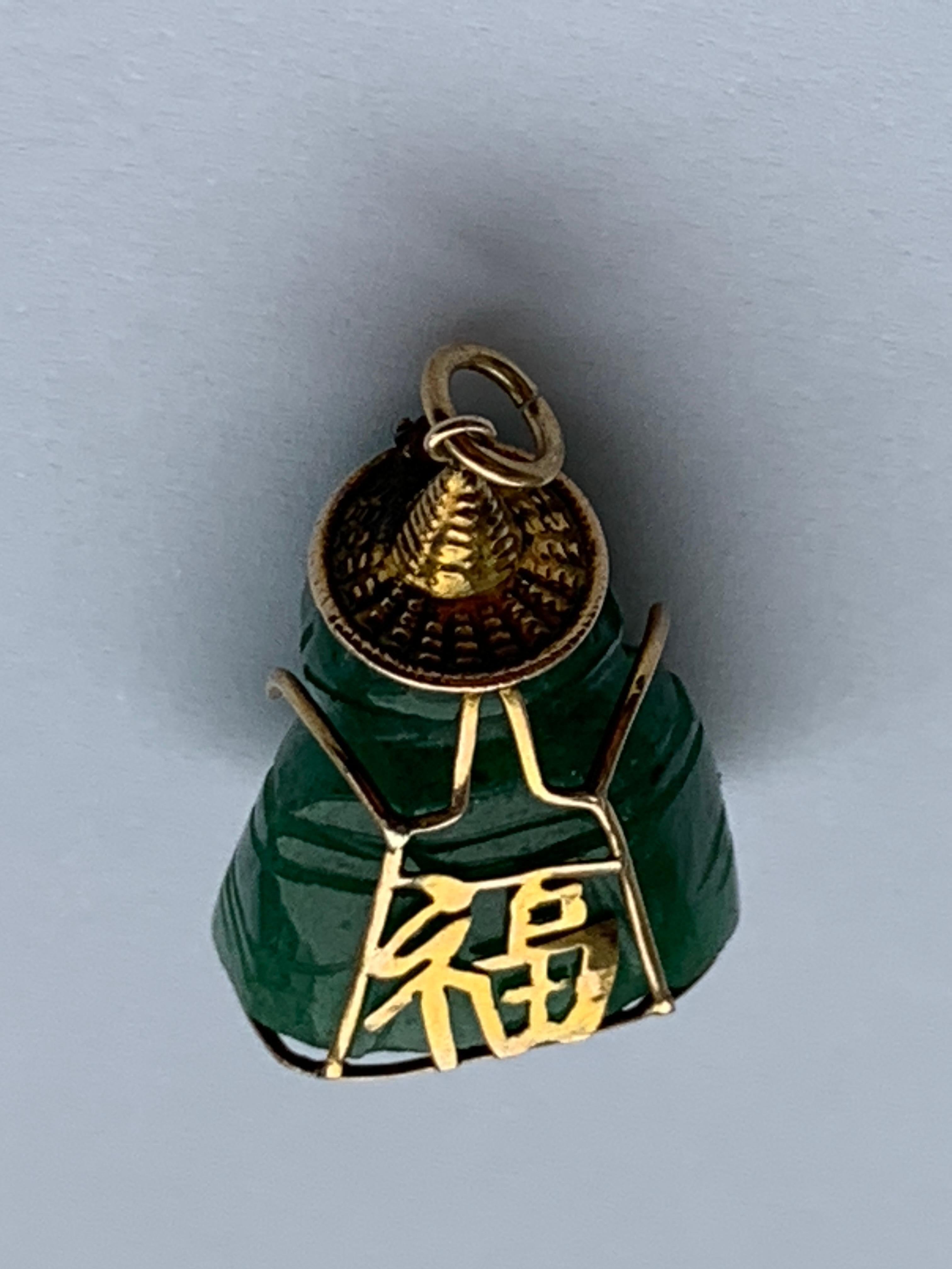 14ct Gold Jade Buddha Charm For Sale 3
