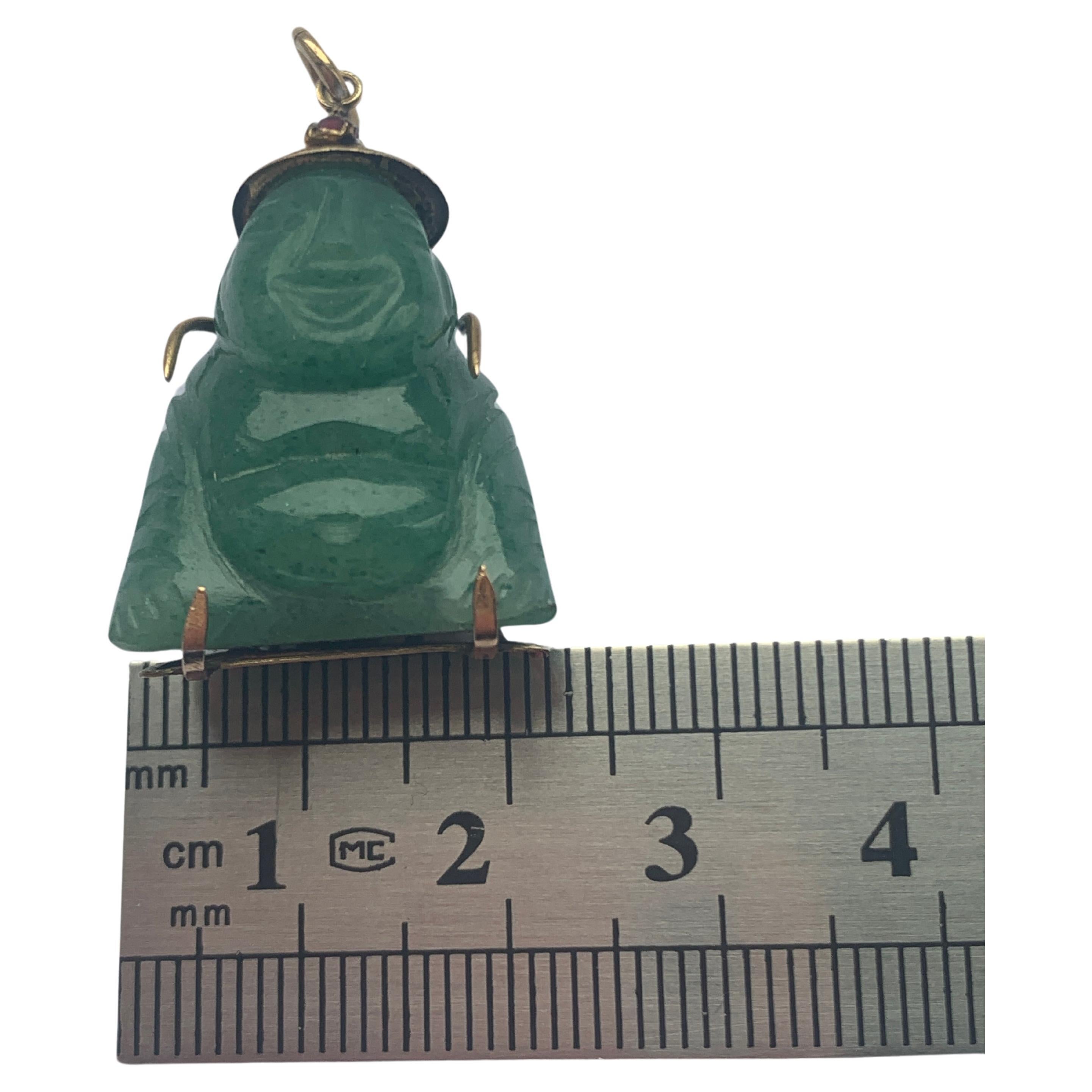 14ct Gold Jade Buddha Charm For Sale 5