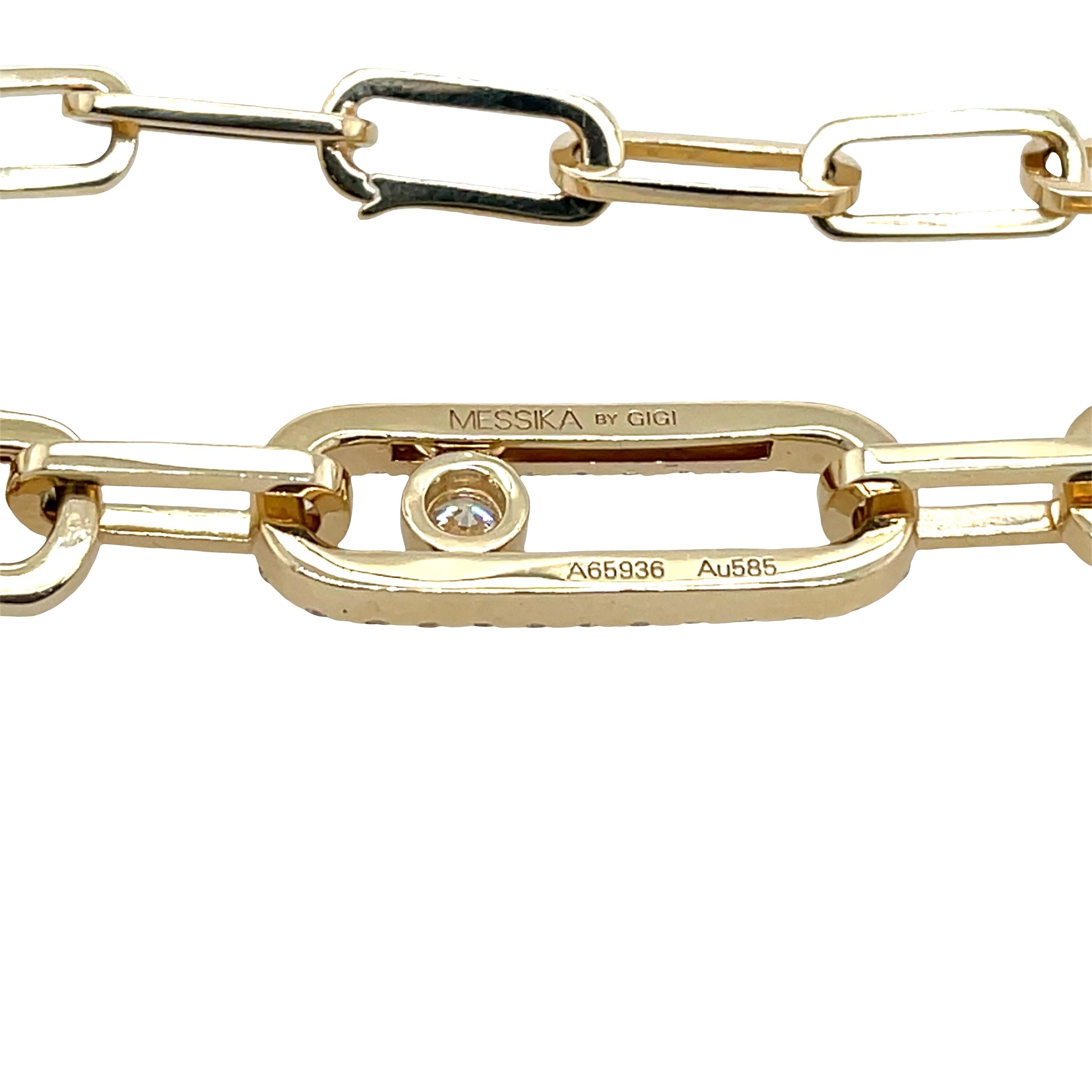14ct Gold Paperclip Diamond Bracelet (Rundschliff) im Angebot