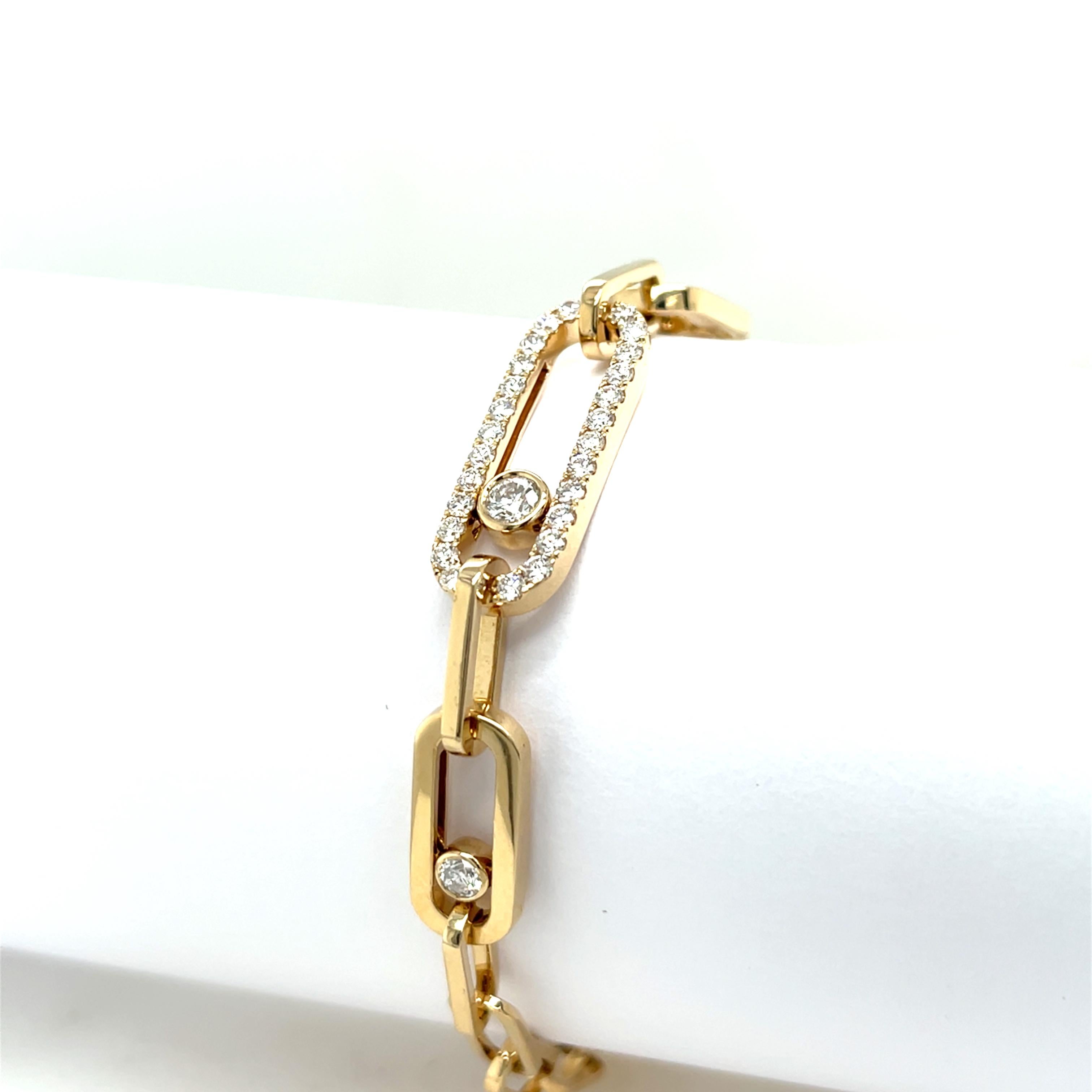 14ct Gold Paperclip Diamond Bracelet im Zustand „Neu“ im Angebot in London, GB