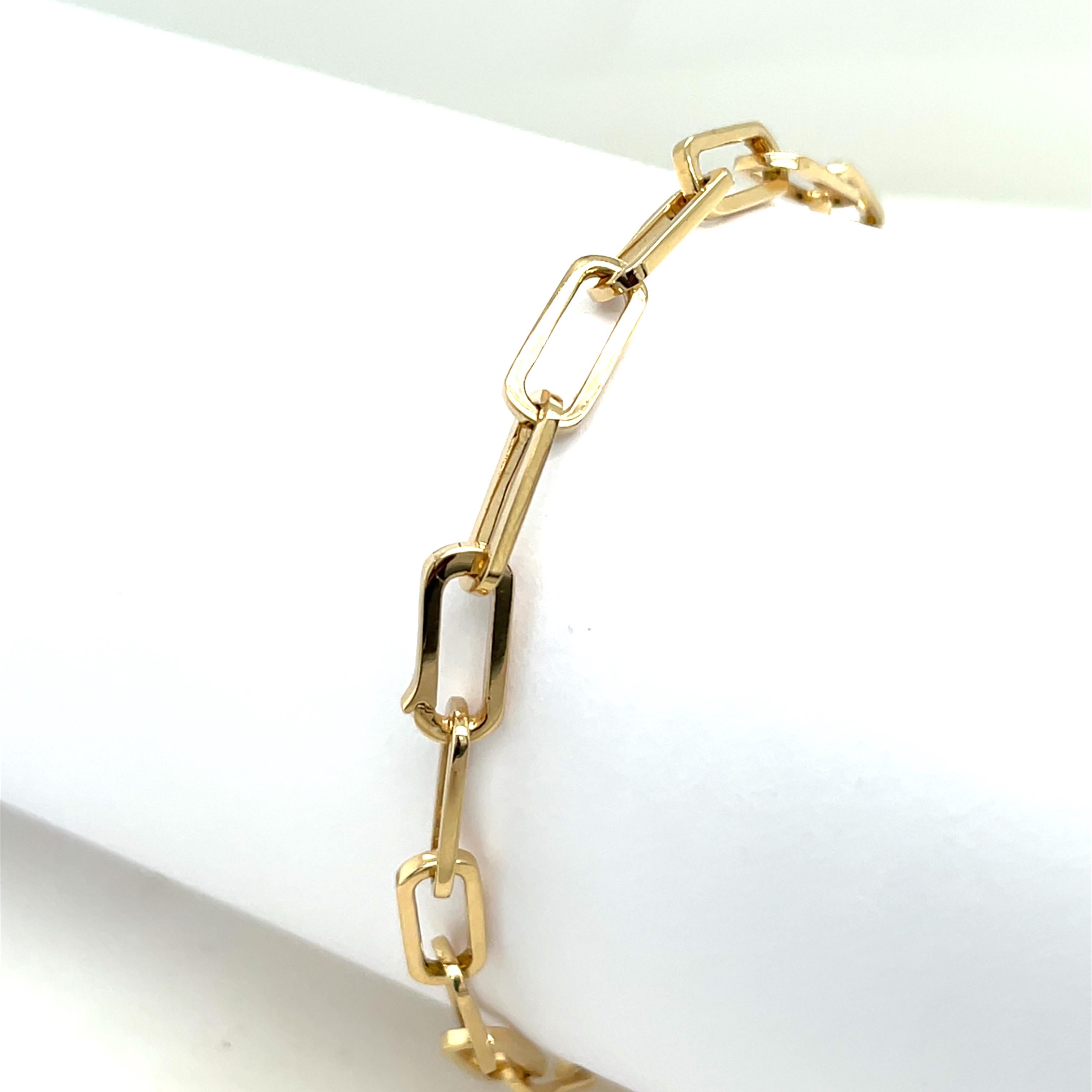 14ct Gold Paperclip Diamond Bracelet Damen im Angebot