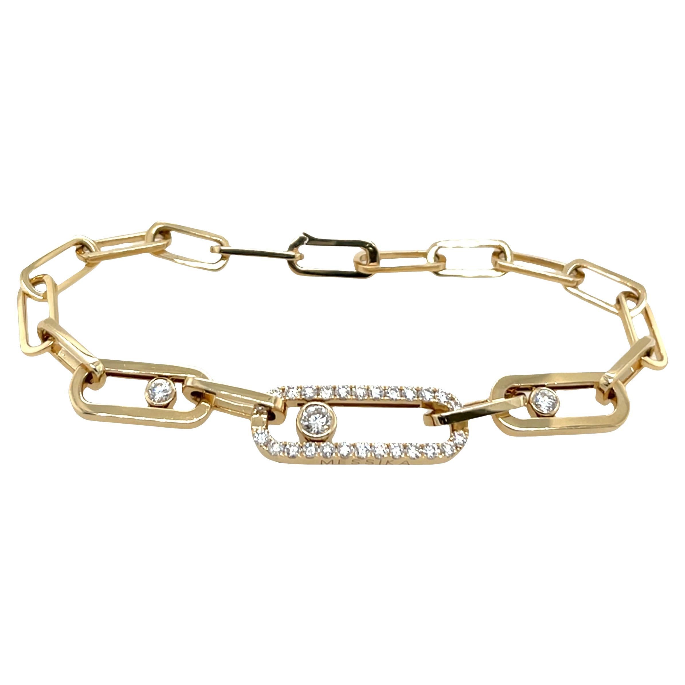 14ct Gold Paperclip Diamond Bracelet