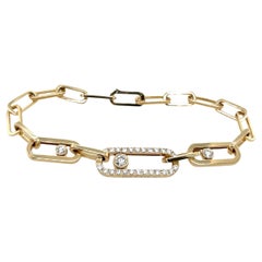 14ct Gold Paperclip Diamond Bracelet