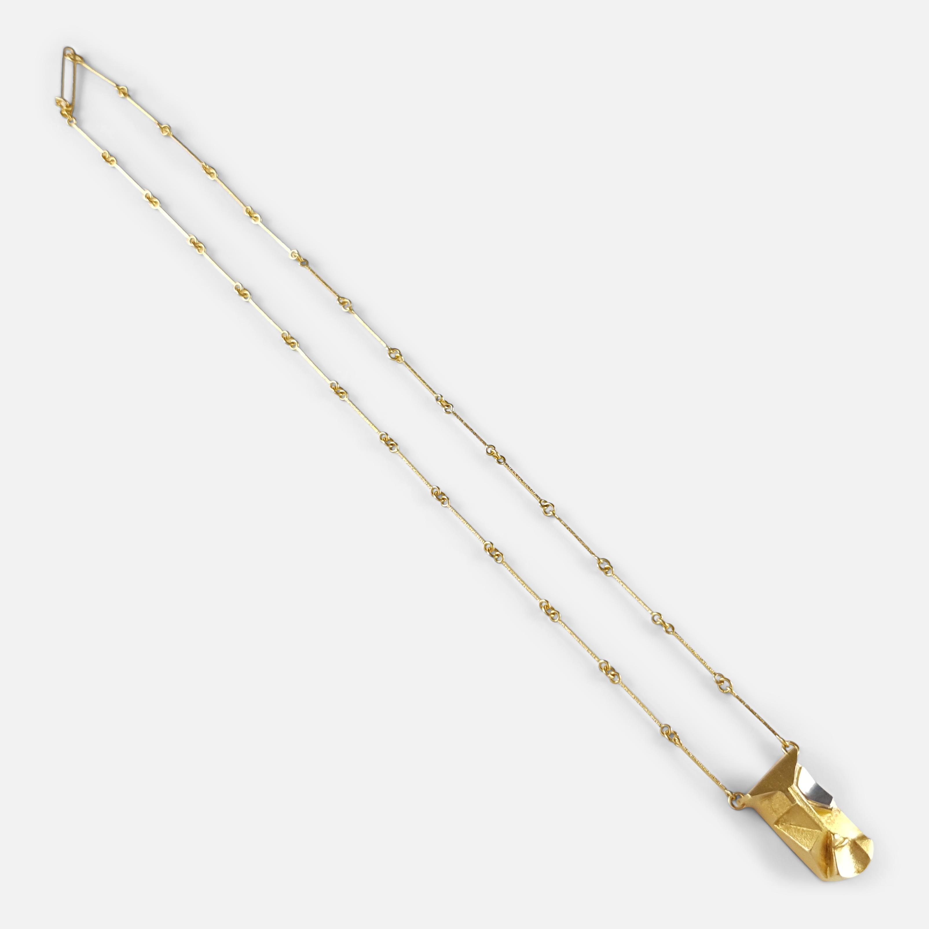 Modern 14ct Gold Pendant Necklace, Lapponia For Sale