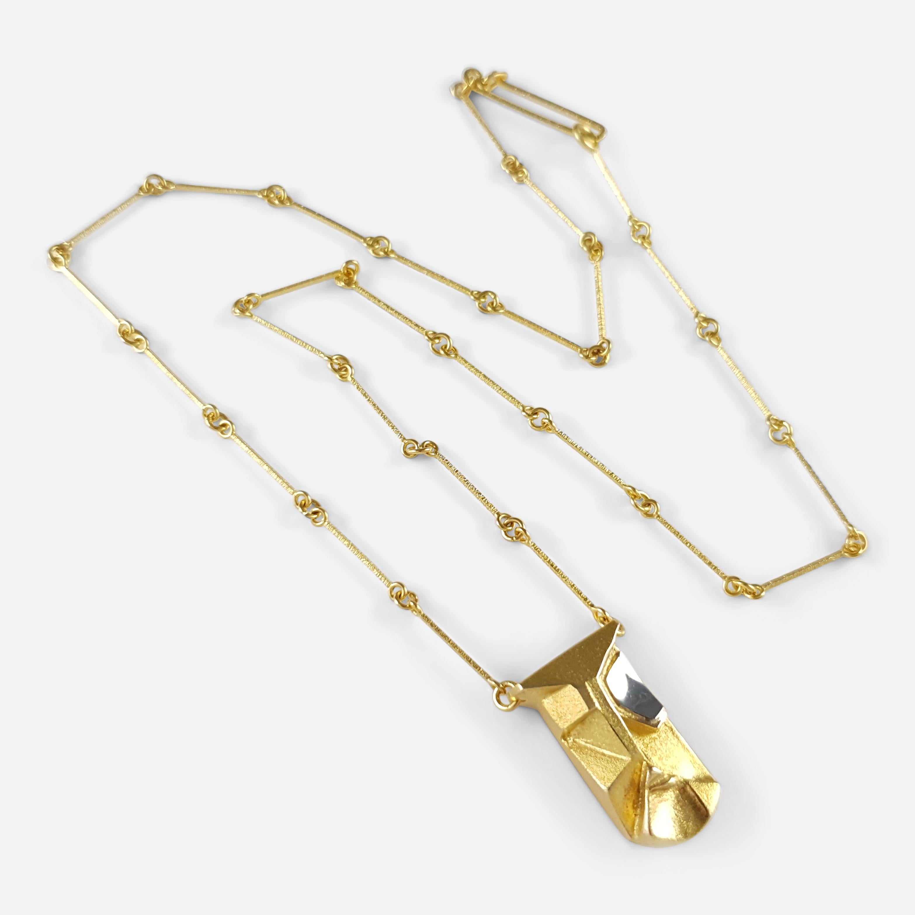 14ct Gold Pendant Necklace, Lapponia In Good Condition For Sale In Glasgow, GB