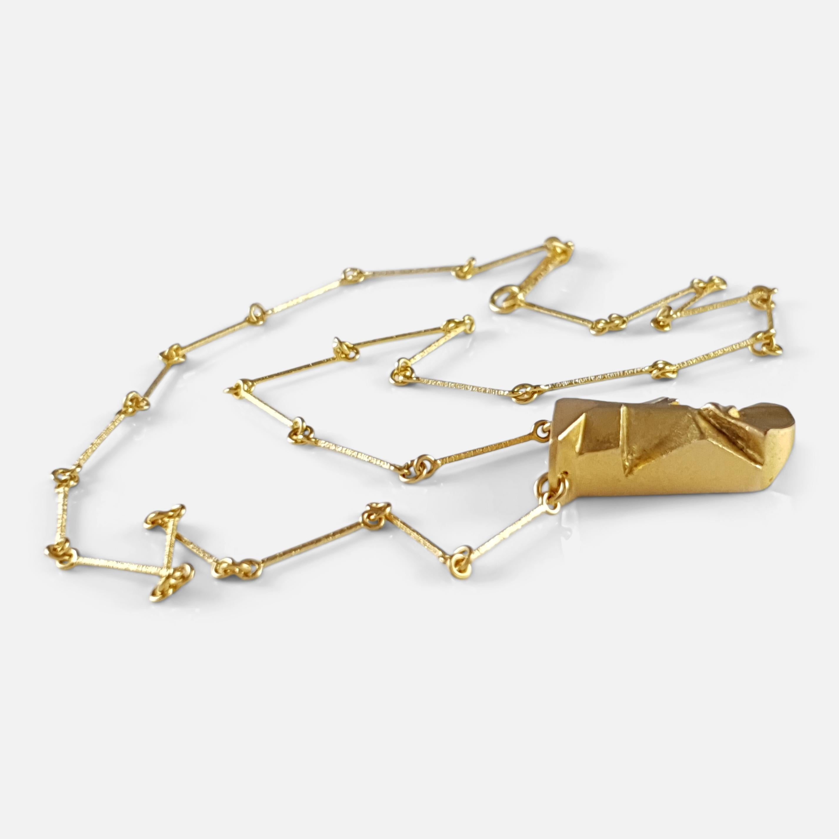 14ct Gold Pendant Necklace, Lapponia For Sale 2