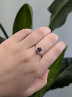 1.4ct Grey Spinel Ring w Natural Diamond Accents in 14K Rose Gold  CU 8x4.5mm