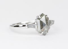 1.4ct Hexagon Salt and Pepper Diamond 14K White Gold Engagement Ring AD2227-6