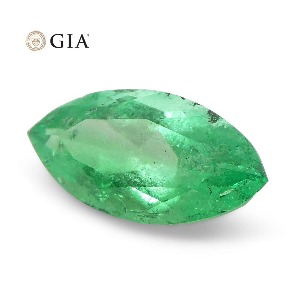 Women's or Men's 1.4ct Marquise Green Emerald GIA Certified Colombia For Sale