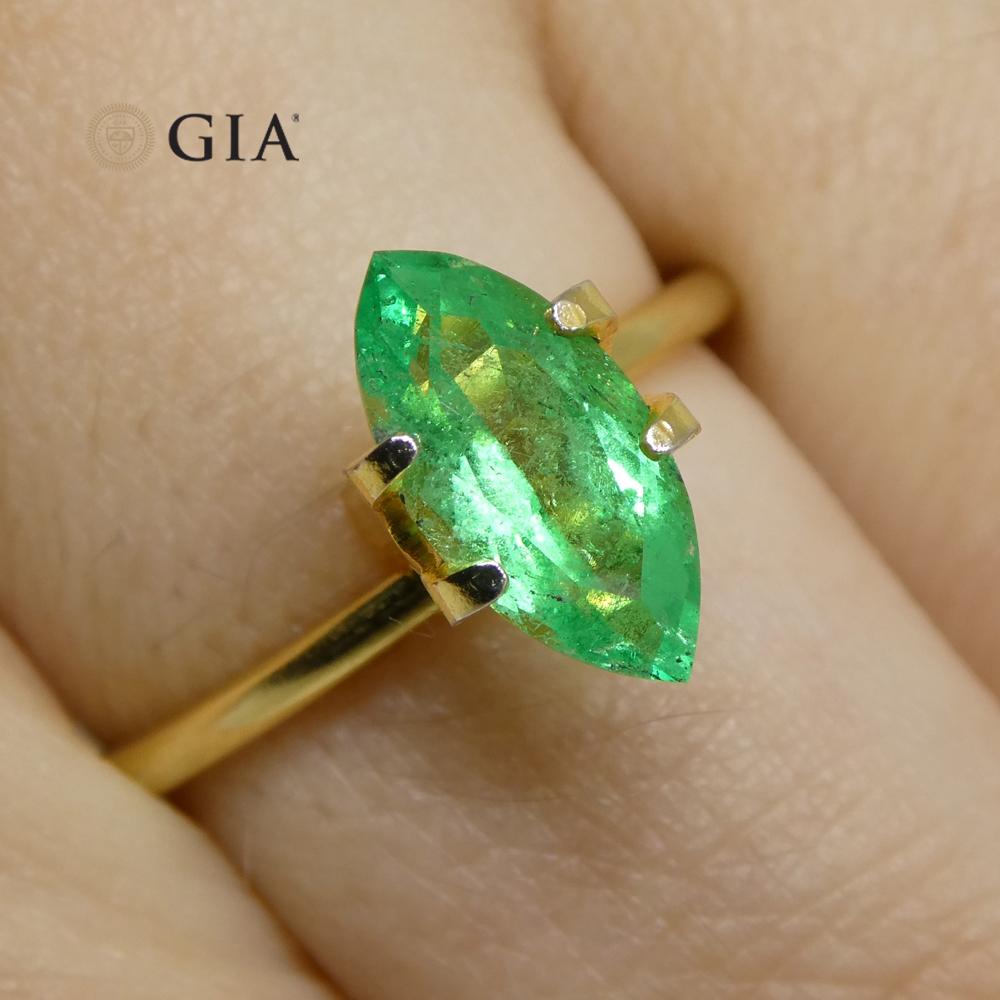1.4ct Marquise Green Emerald GIA Certified Colombia For Sale 2