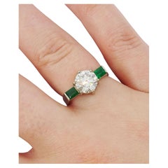 1.4ct natural diamond and emerald ring