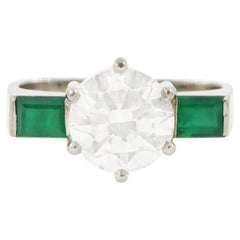 1.4ct natural diamond and emerald ring