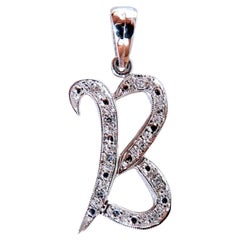 .14ct Natural Diamonds "B" Initial Necklace 14kt