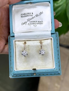 14ct Rose and White Gold 0.54 Carat Diamond Drop Earrings