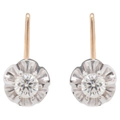 Pendants d'oreilles en or rose et blanc 14 carats avec diamants 0,54 carat