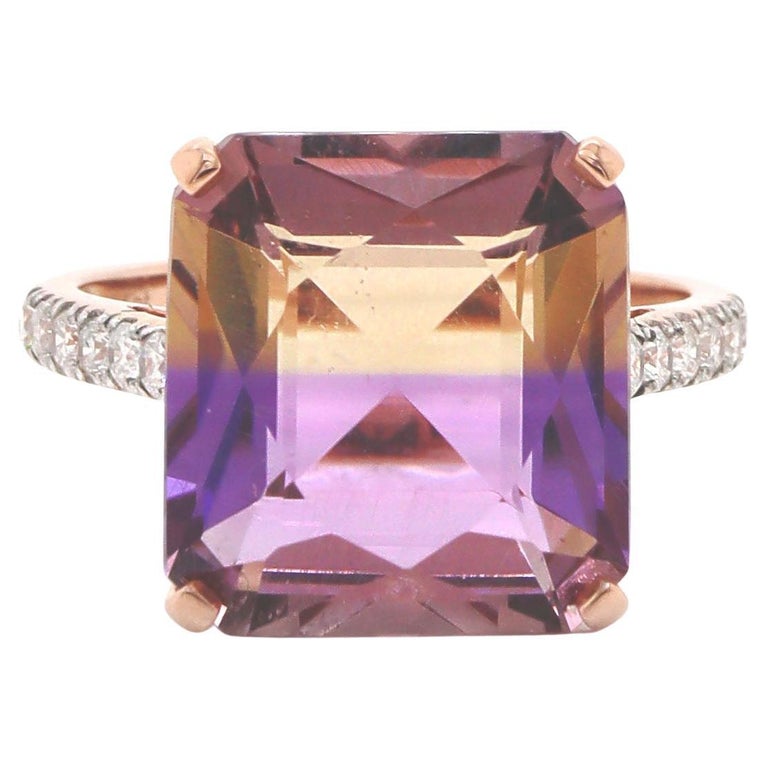 14CT Rose Gold Ametrine And Diamond Dress Ring For Sale at 1stDibs