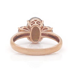 14CT Rose Gold Australian Opal And Diamond Trilogy Ring