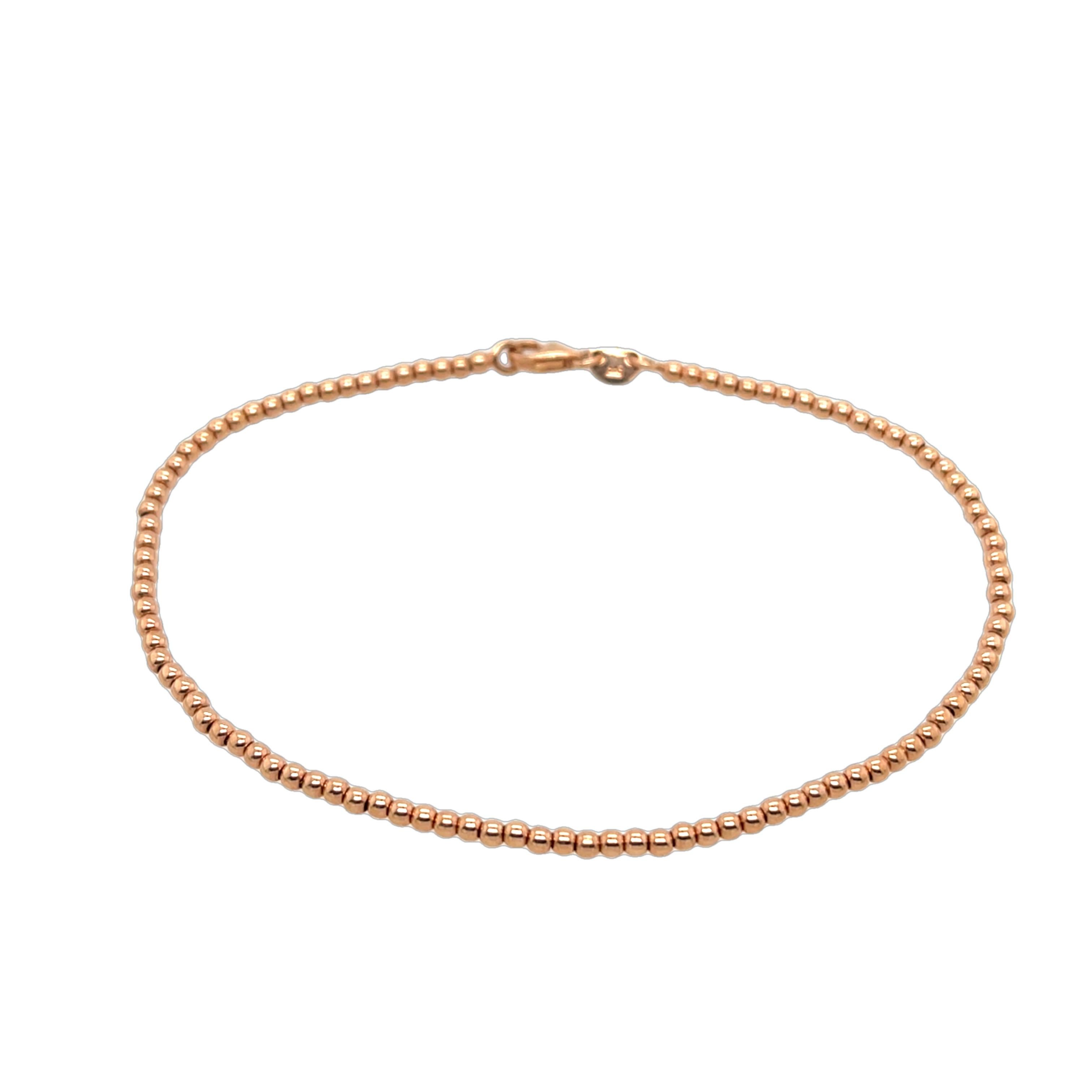 14ct Rose Gold Bead Bracelet, 2.93g In New Condition For Sale In London, GB