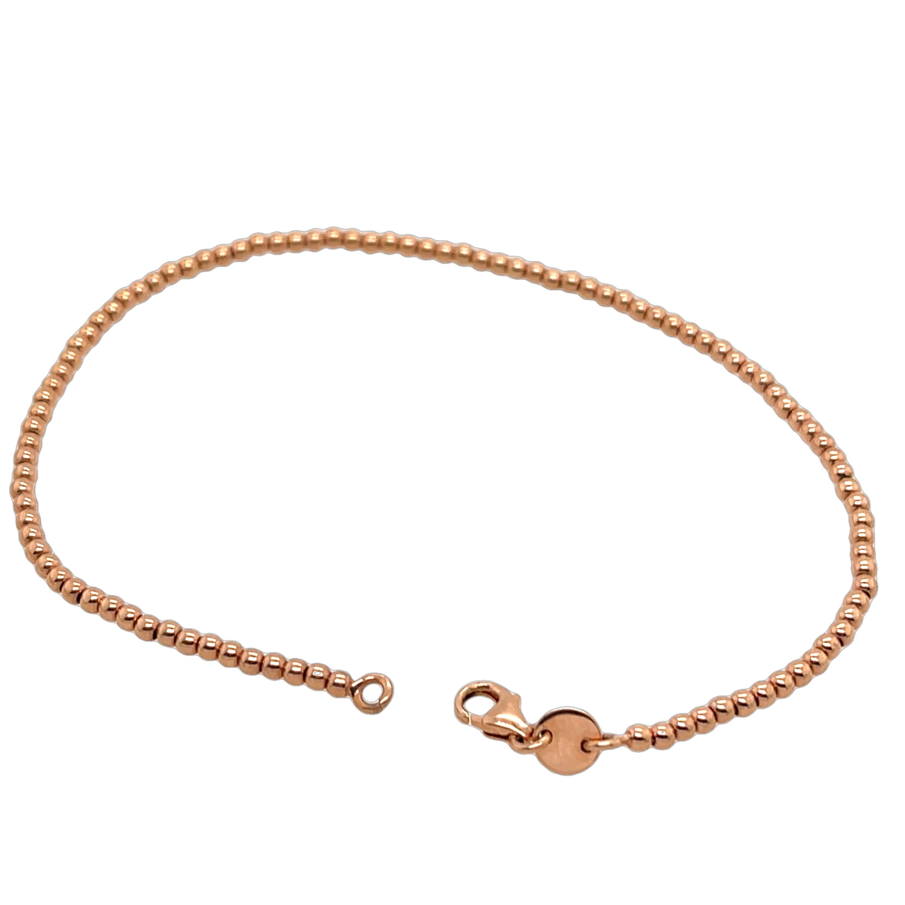 14ct Rose Gold Bead Bracelet, 2.93g For Sale 1