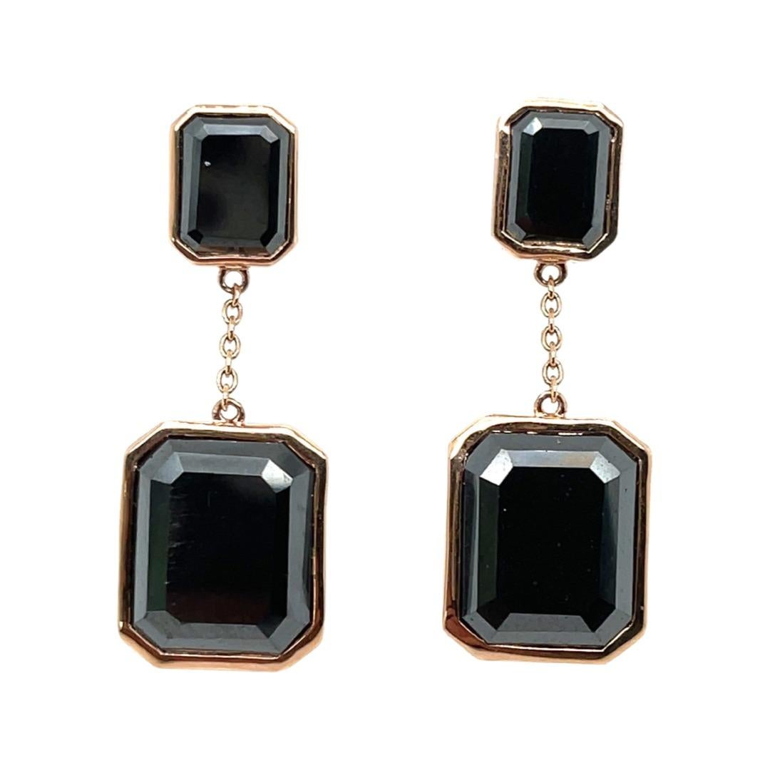 14ct Rose Gold Black Moissanites and Diamond Stud Earrings In New Condition For Sale In Sydney, NSW